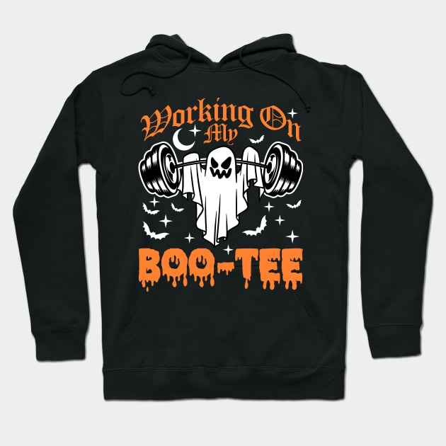 Working On My Boo Tee Gymrat Ghost Gym Halloween Hoodie by artbooming